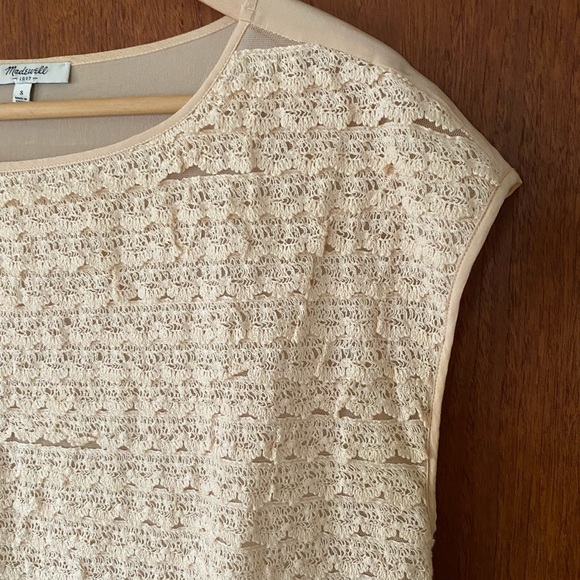 Madewell silk lace capped sleeve eggshell color blouse - Picture 7 of 10